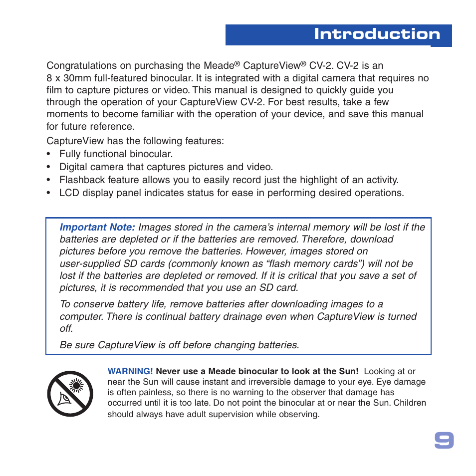 Introduction | Meade Instruments CV-2 User Manual | Page 9 / 32