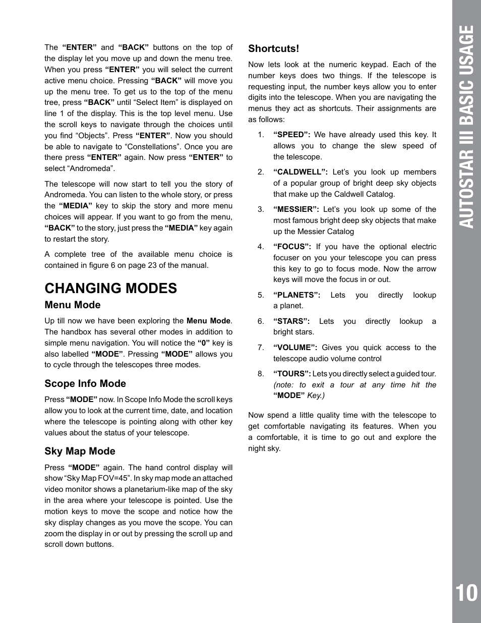 Autost ar iii basic usage, Changing modes | Meade Instruments 6" LS-6 ACF User Manual | Page 10 / 45