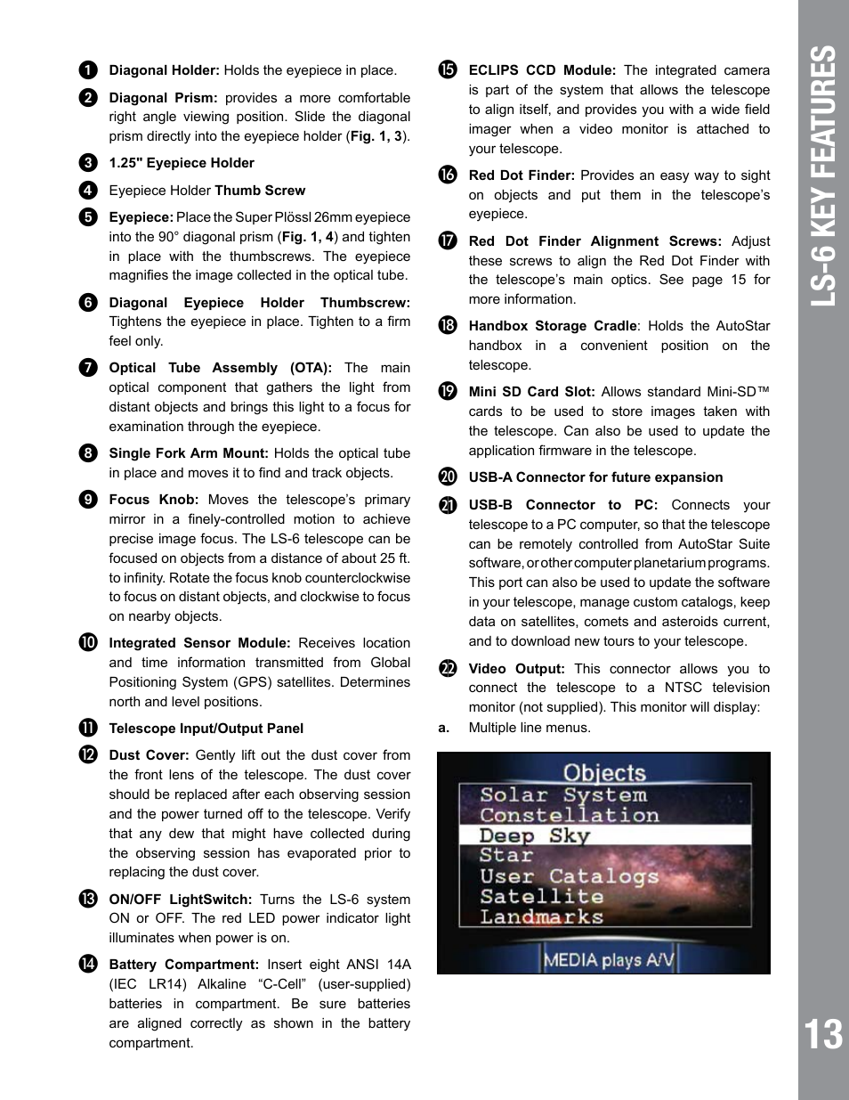 Ls-  key fea tures | Meade Instruments 6" LS-6 ACF User Manual | Page 13 / 45