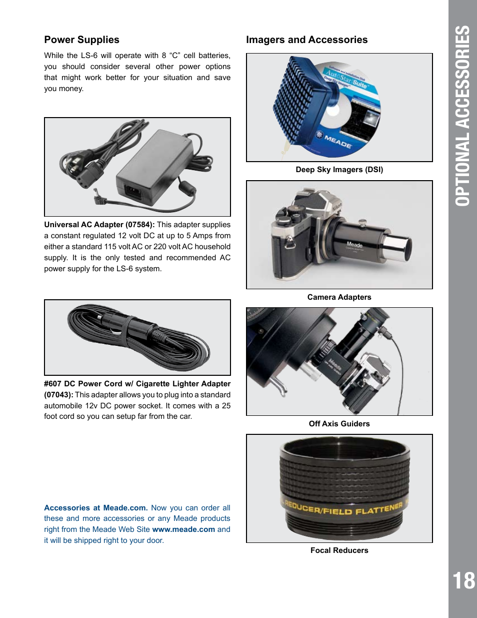 Optional accessories | Meade Instruments 6" LS-6 ACF User Manual | Page 18 / 45