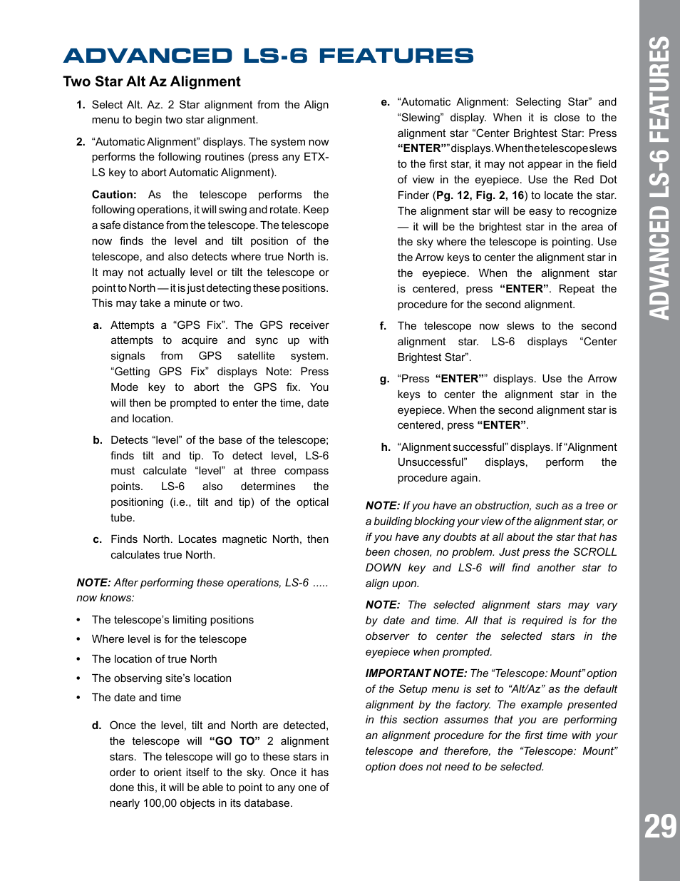 Adv anced ls-  fea tures, Advanced ls-6 features | Meade Instruments 6" LS-6 ACF User Manual | Page 29 / 45