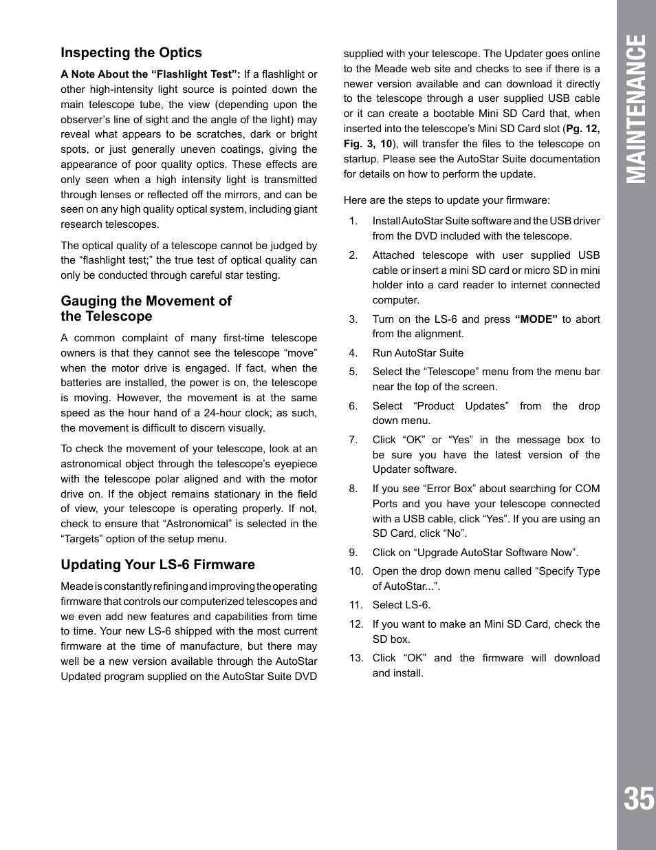 Maintenance | Meade Instruments 6" LS-6 ACF User Manual | Page 35 / 45