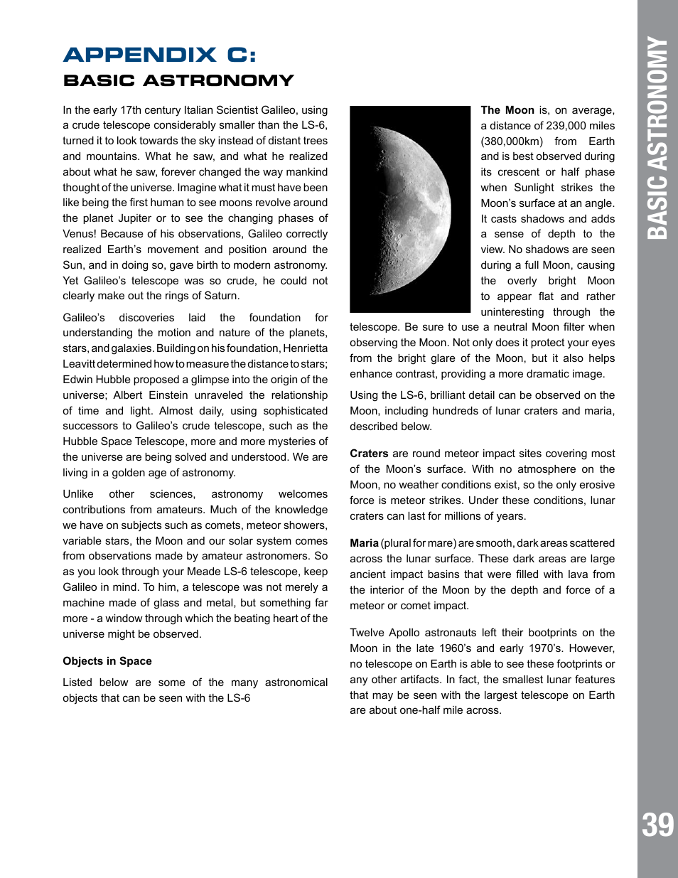 Basic astronomy, Appendix c | Meade Instruments 6" LS-6 ACF User Manual | Page 39 / 45