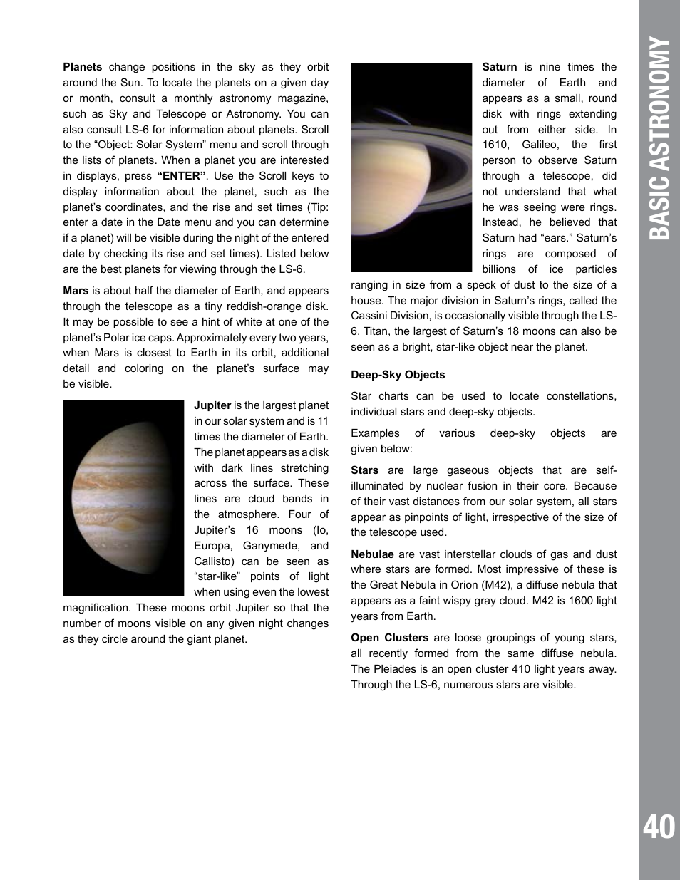 Basic astronomy | Meade Instruments 6" LS-6 ACF User Manual | Page 40 / 45