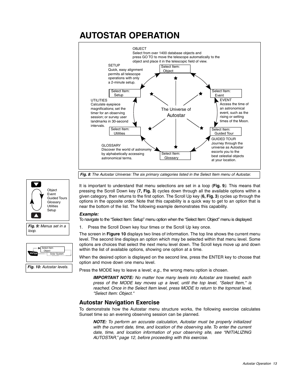 Autostar operation, Autostar navigation exercise | Meade Instruments ETX 60AT User Manual | Page 13 / 40