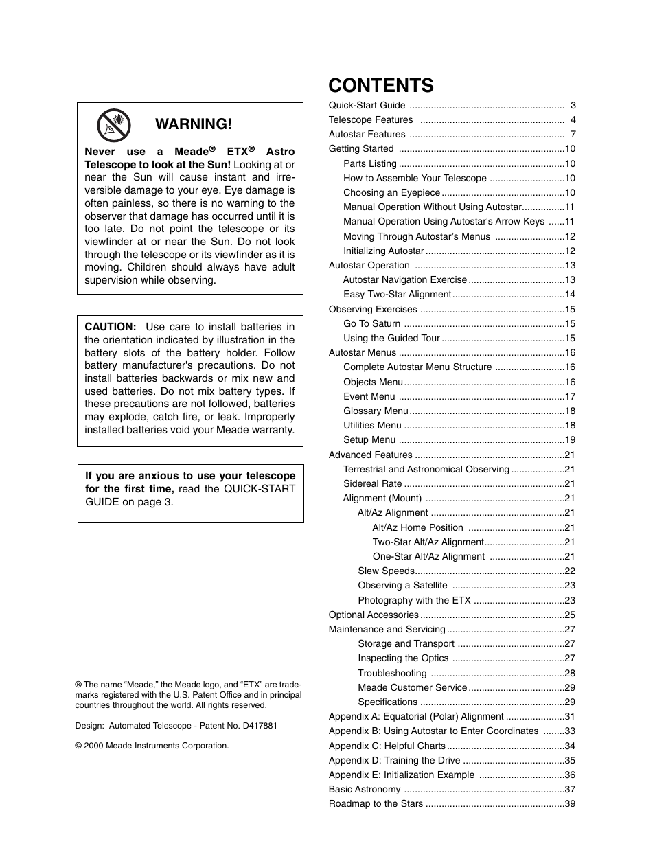 Meade Instruments ETX 60AT User Manual | Page 2 / 40