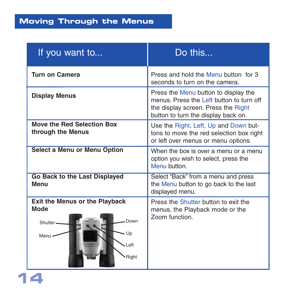 If you want to... do this | Meade Instruments CV-6 User Manual | Page 14 / 36