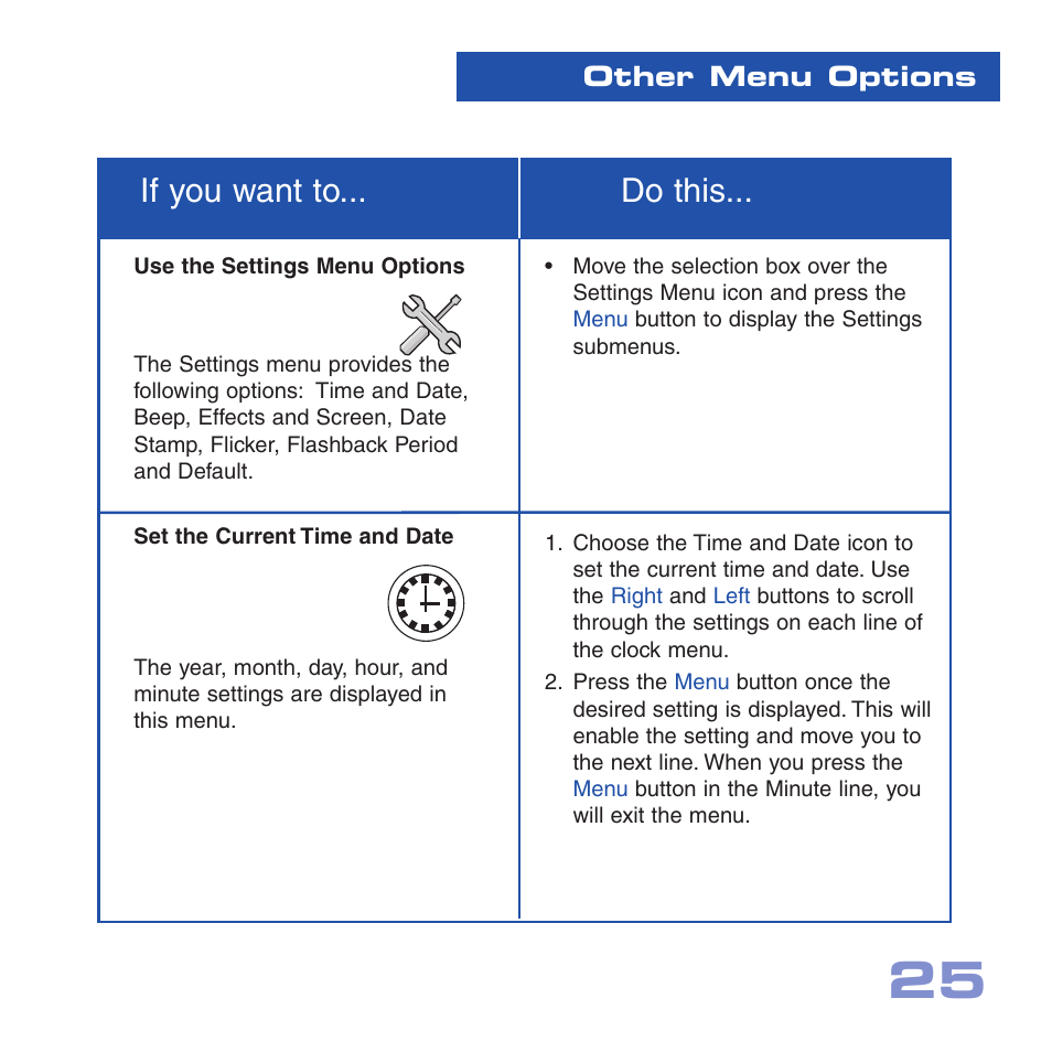 If you want to... do this | Meade Instruments CV-6 User Manual | Page 25 / 36