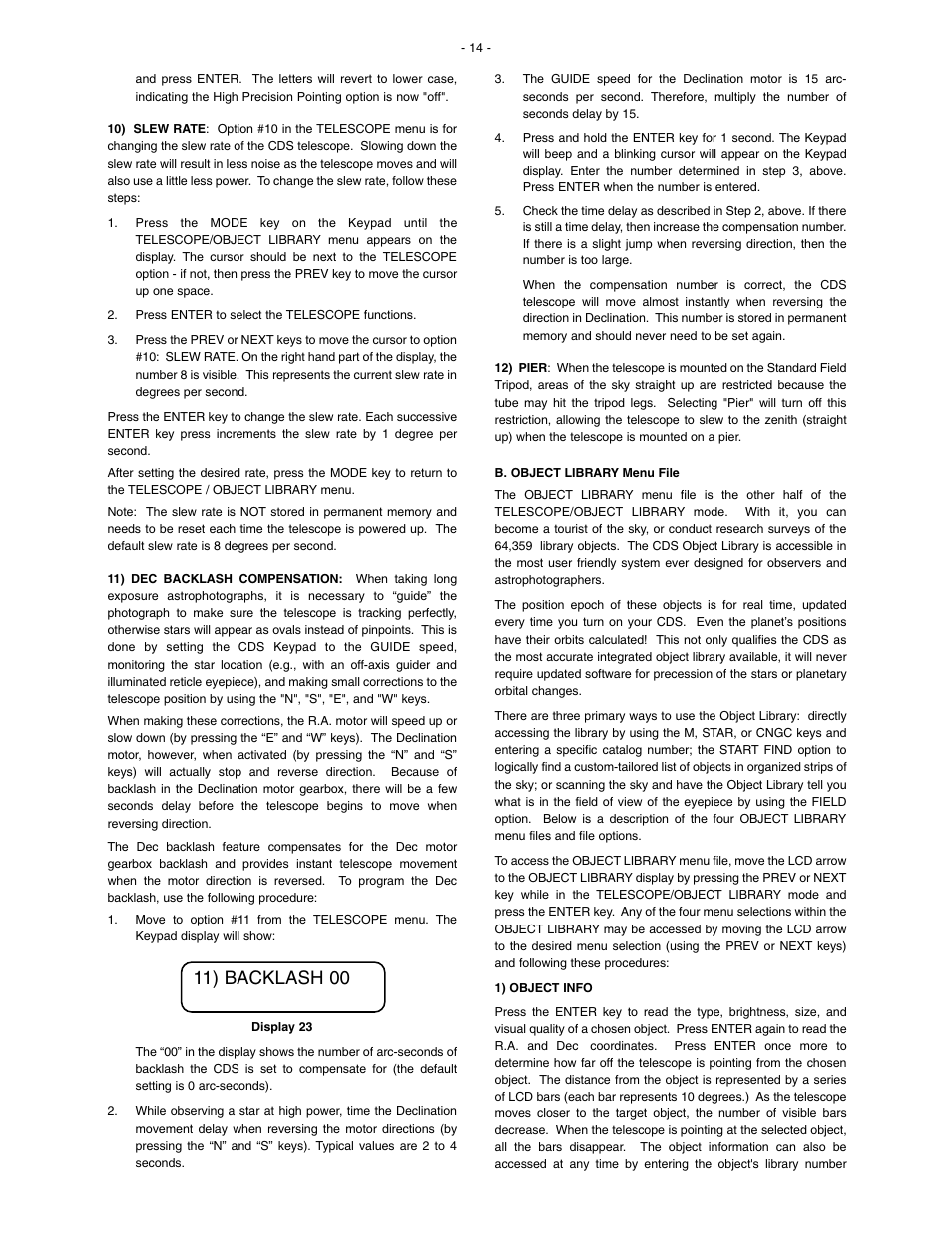 11) backlash 00 | Meade Instruments 1697 Computer Drive System For LXD 650 and LXD 750 Mounts - Part 1 User Manual | Page 14 / 19