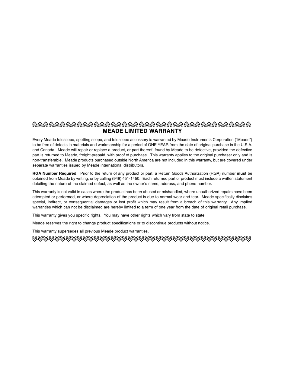 Meade limited warranty | Meade Instruments 1697 Computer Drive System For LXD 650 and LXD 750 Mounts - Part 1 User Manual | Page 2 / 19