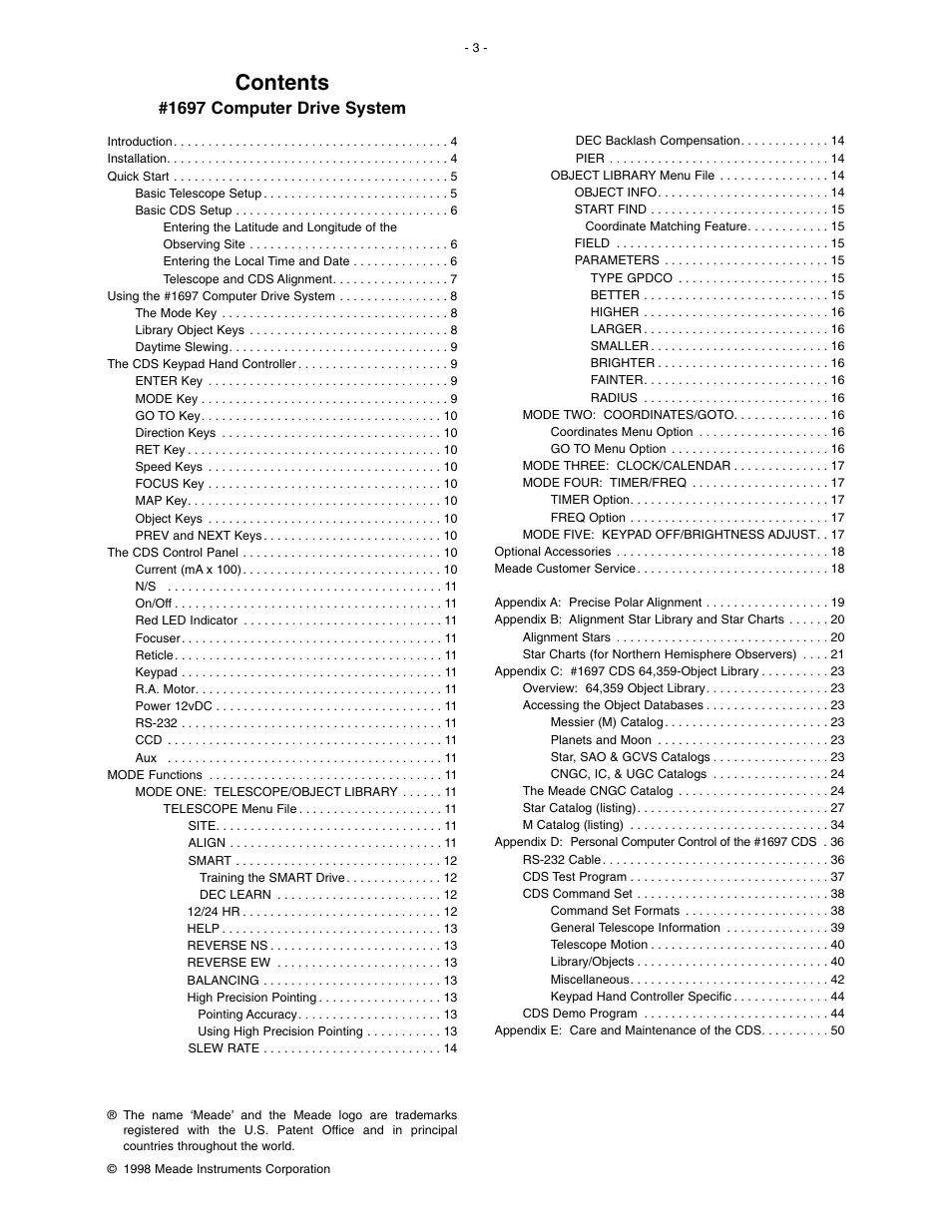 Meade Instruments 1697 Computer Drive System For LXD 650 and LXD 750 Mounts - Part 1 User Manual | Page 3 / 19
