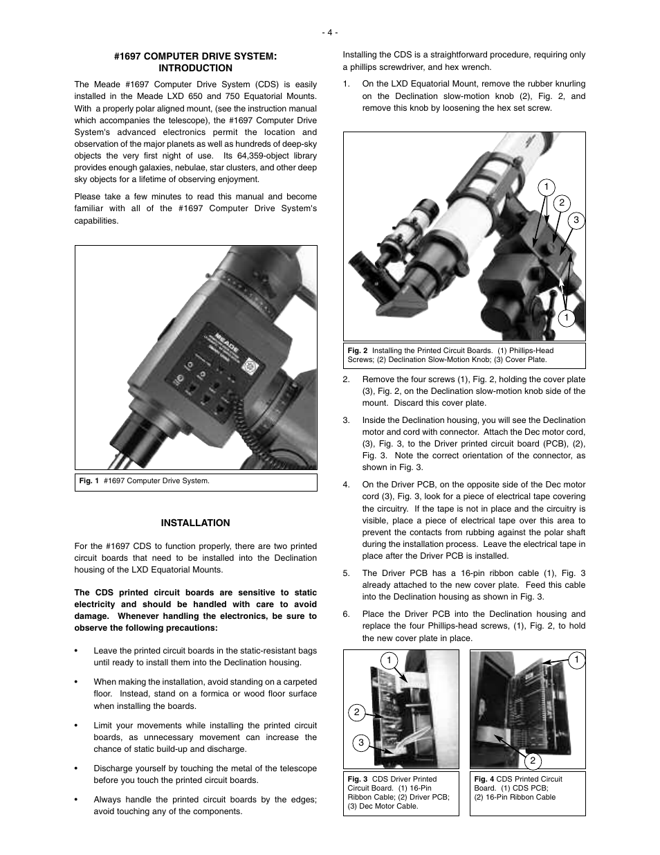 Meade Instruments 1697 Computer Drive System For LXD 650 and LXD 750 Mounts - Part 1 User Manual | Page 4 / 19