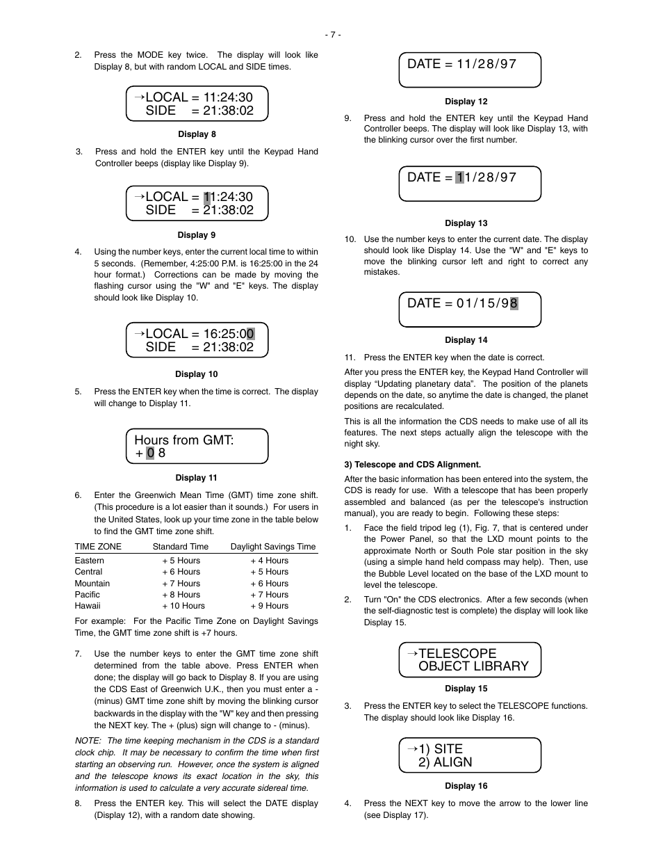 1) site 2) align | Meade Instruments 1697 Computer Drive System For LXD 650 and LXD 750 Mounts - Part 1 User Manual | Page 7 / 19