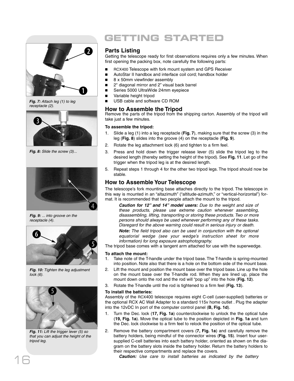 Getting started | Meade Instruments RCX400 User Manual | Page 16 / 76