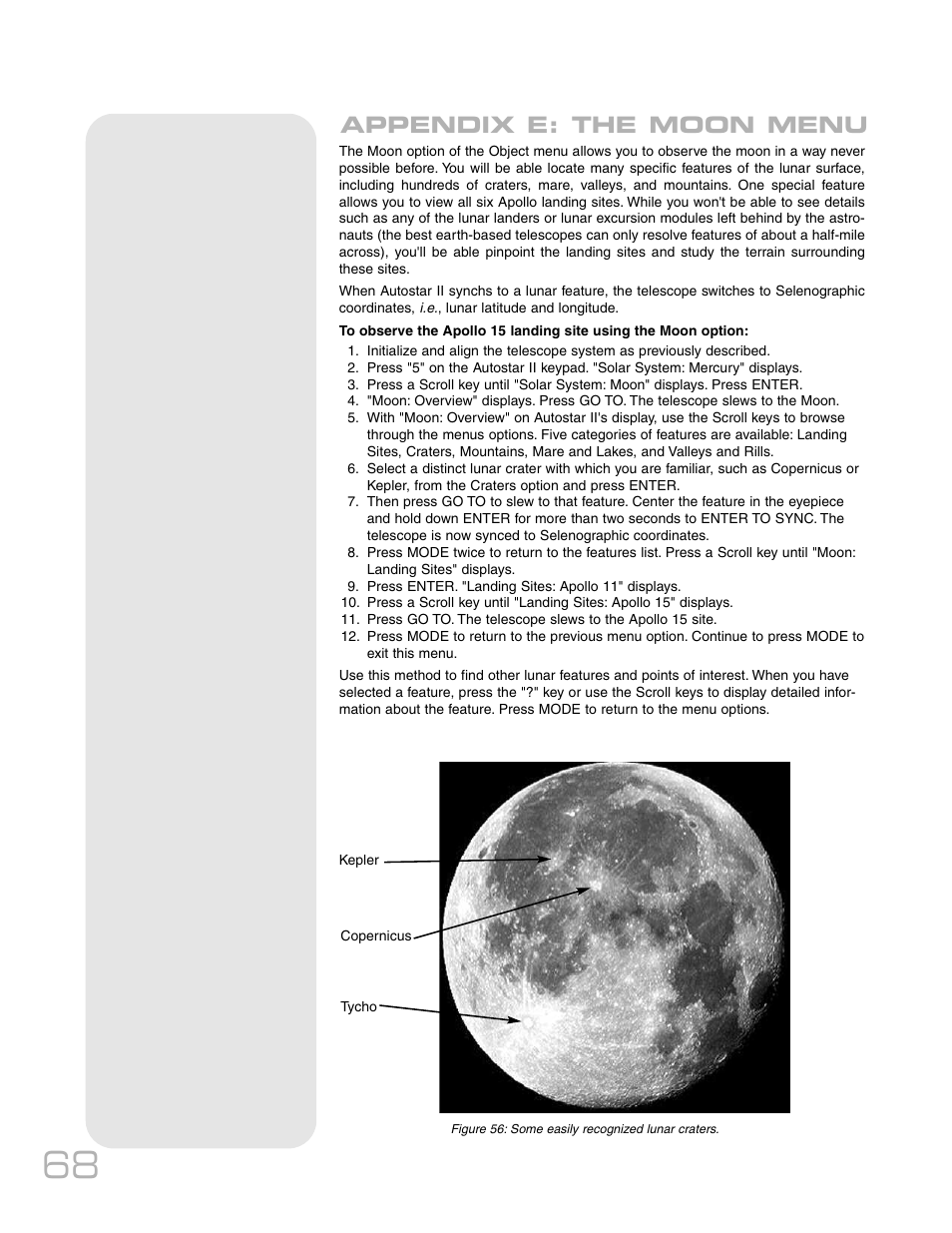 Appendix e: the moon menu | Meade Instruments RCX400 User Manual | Page 68 / 76
