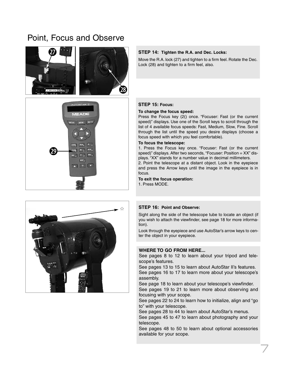 Point, focus and observe | Meade Instruments RCX400 User Manual | Page 7 / 76