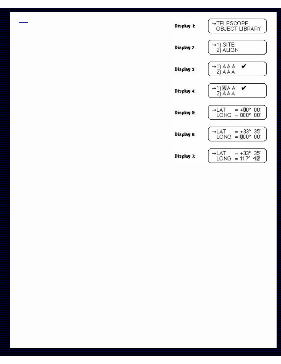 Latitude and longitude of observing site | Meade Instruments LX200 User Manual | Page 22 / 93