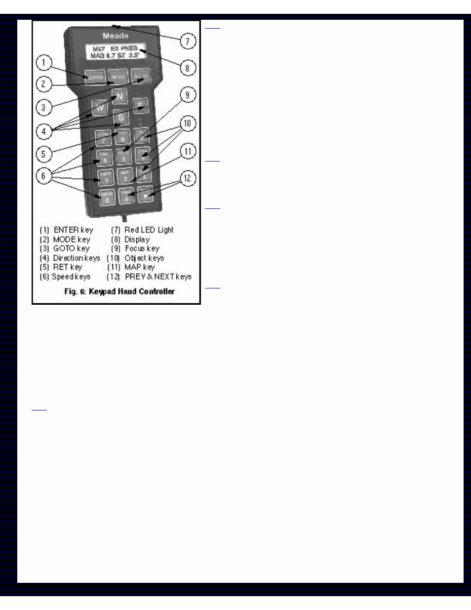 Enter key, Mode key, Go to key | Direction keys, Speed keys slew, find, center, and guide) | Meade Instruments LX200 User Manual | Page 30 / 93