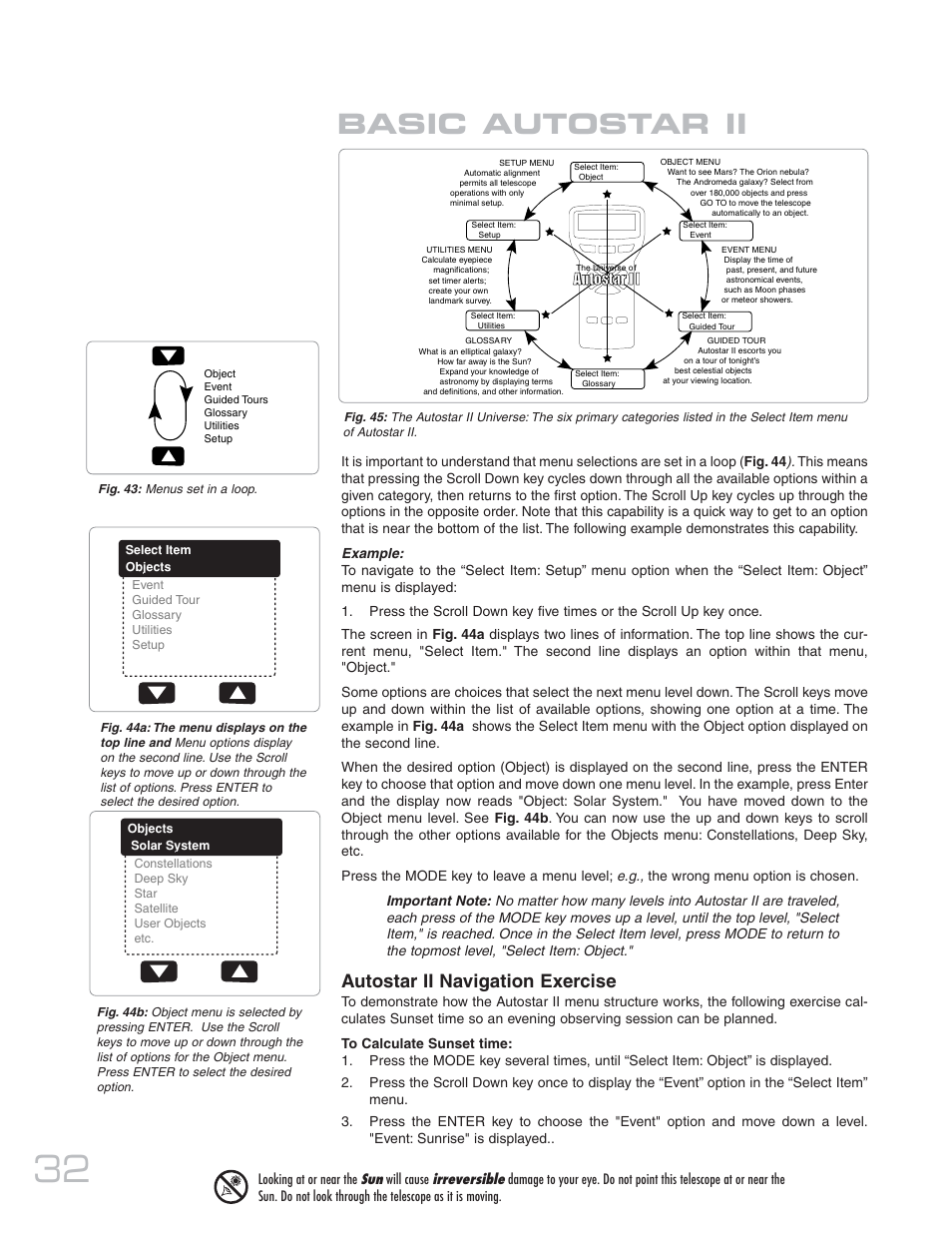 Basic autostar ii, Autostar ii navigation exercise | Meade Instruments 20 MAX-ACF User Manual | Page 32 / 60