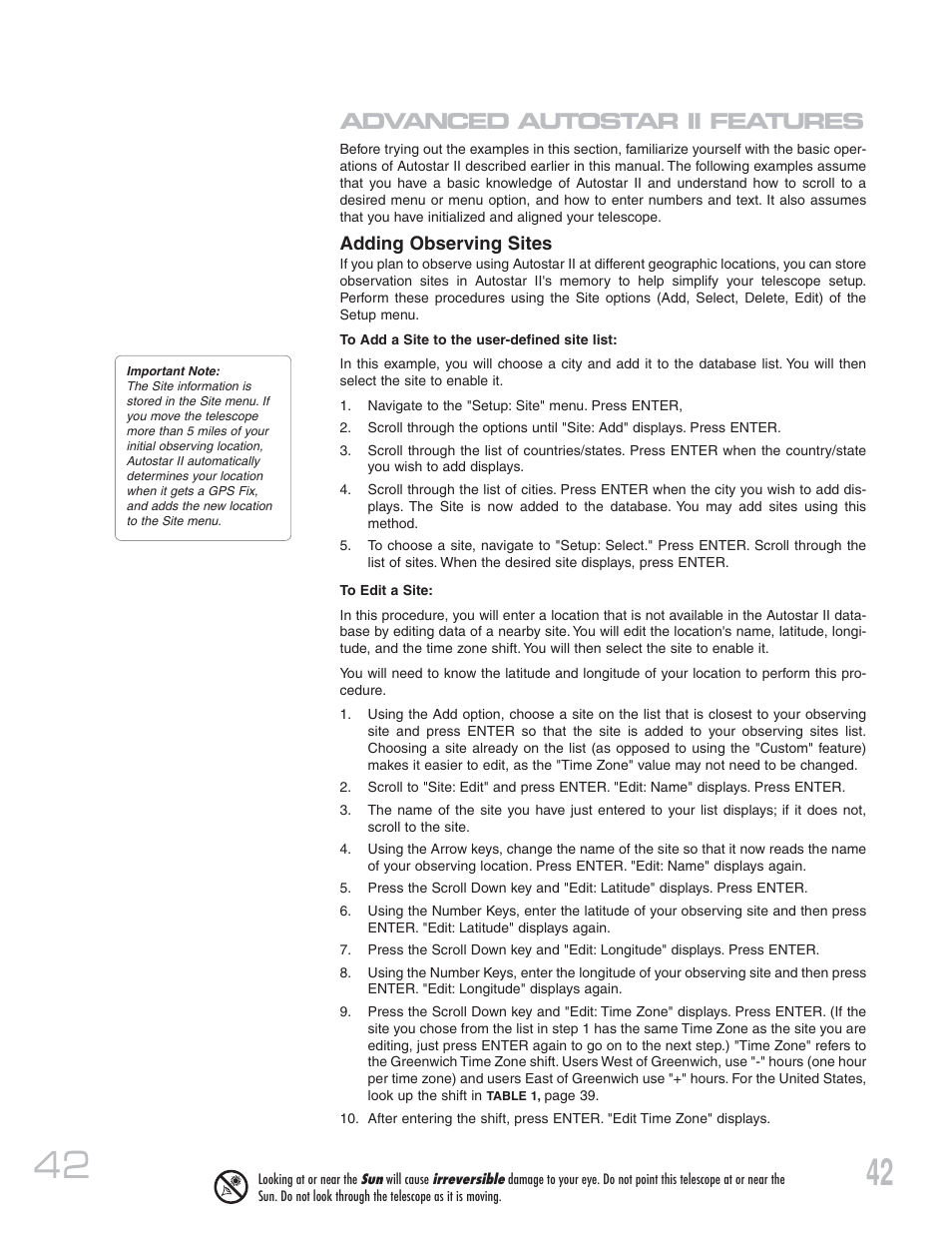 Advanced autostar ii features | Meade Instruments 20 MAX-ACF User Manual | Page 42 / 60