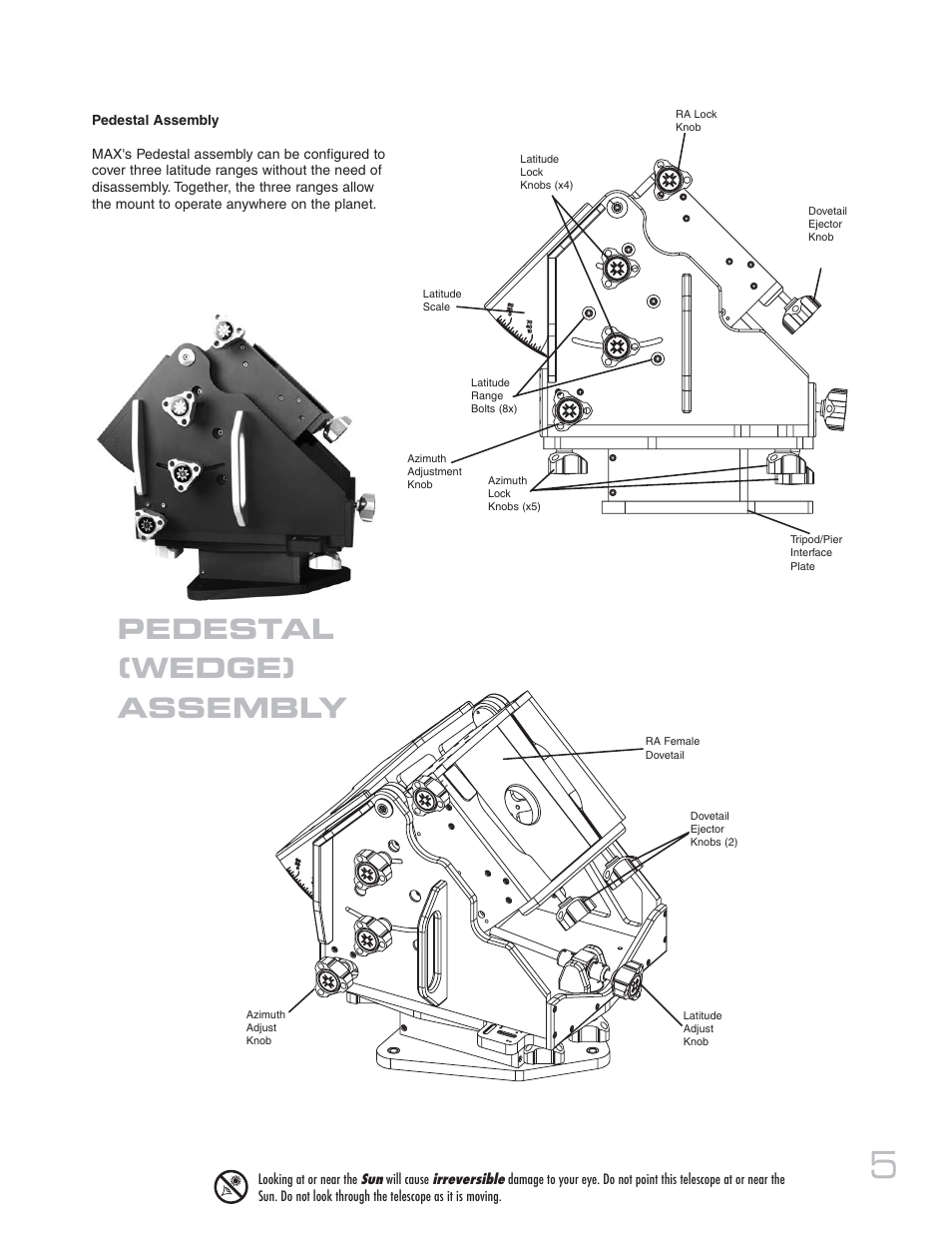Pedestal (wedge) assembly | Meade Instruments 20 MAX-ACF User Manual | Page 5 / 60