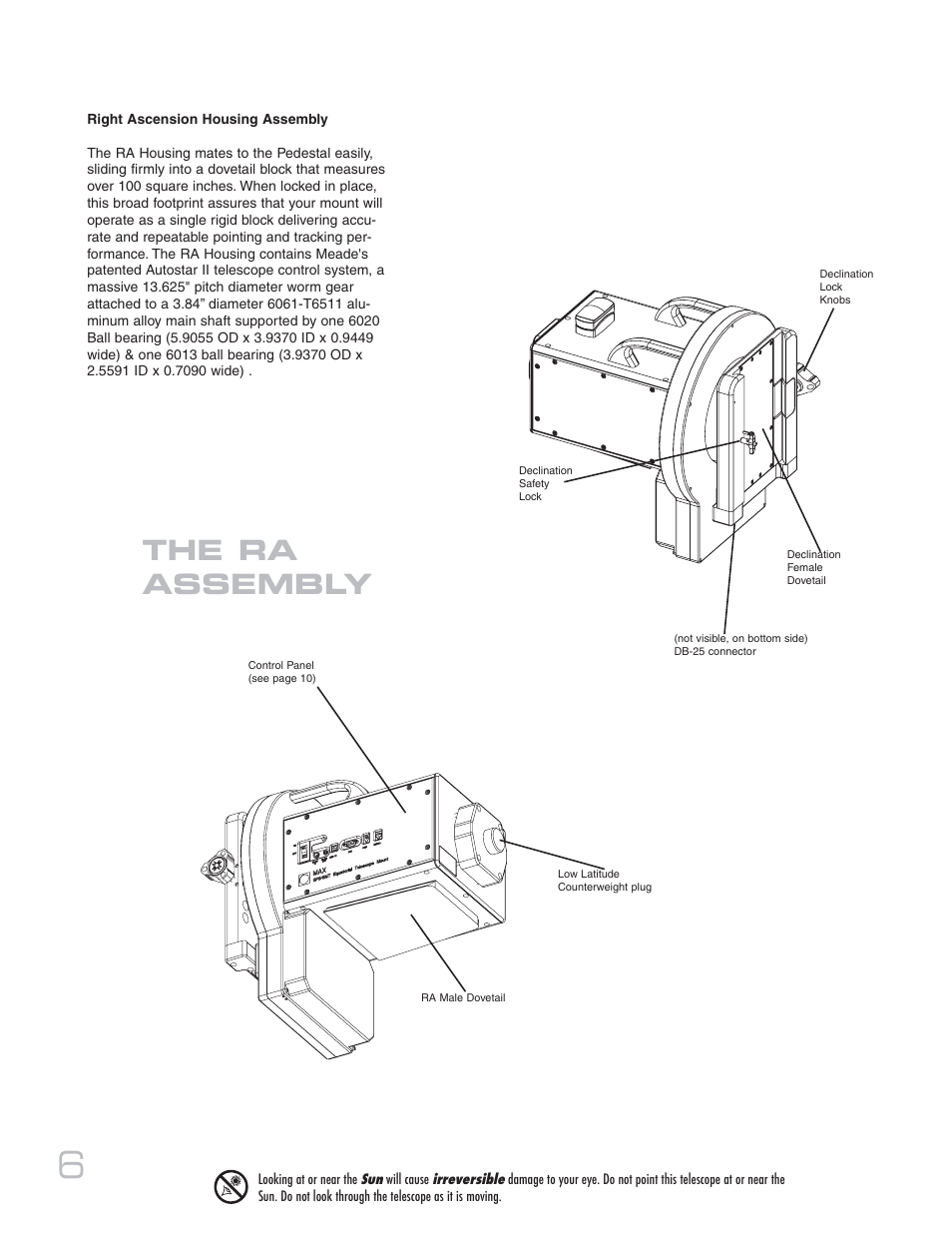 The ra assembly | Meade Instruments 20 MAX-ACF User Manual | Page 6 / 60