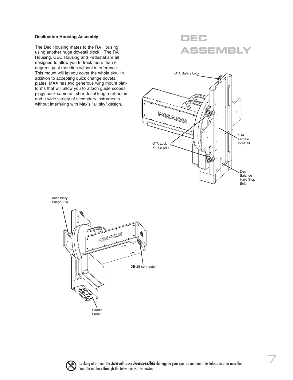 Dec assembly | Meade Instruments 20 MAX-ACF User Manual | Page 7 / 60