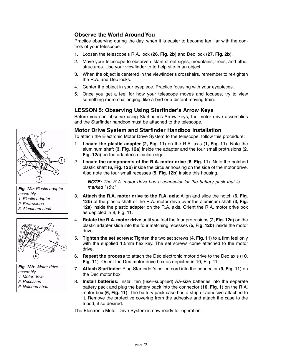 Observe the world around you, Lesson 5: observing using starfinder's arrow keys | Meade Instruments 4504 User Manual | Page 13 / 48