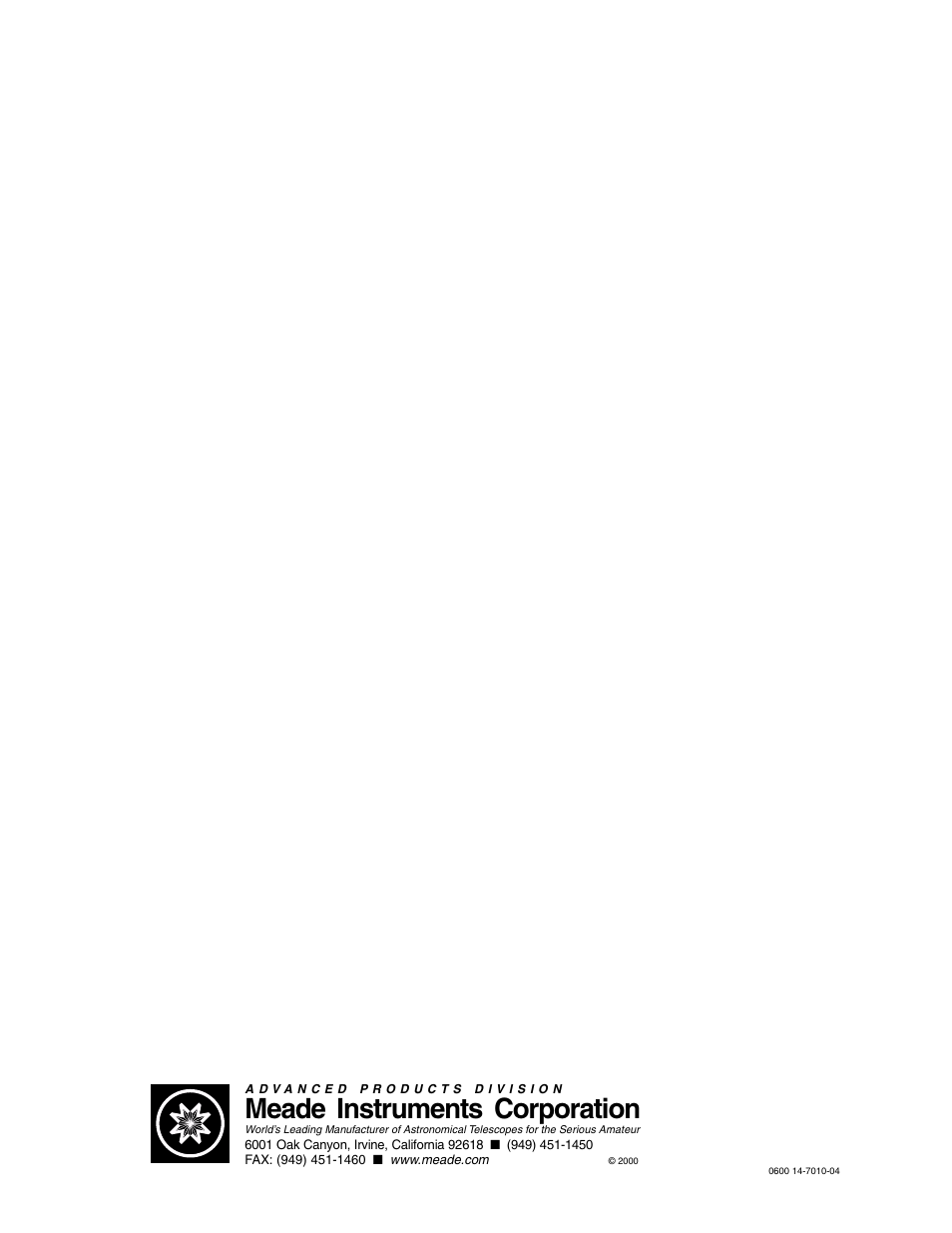 Meade instruments corporation | Meade Instruments 4504 User Manual | Page 48 / 48
