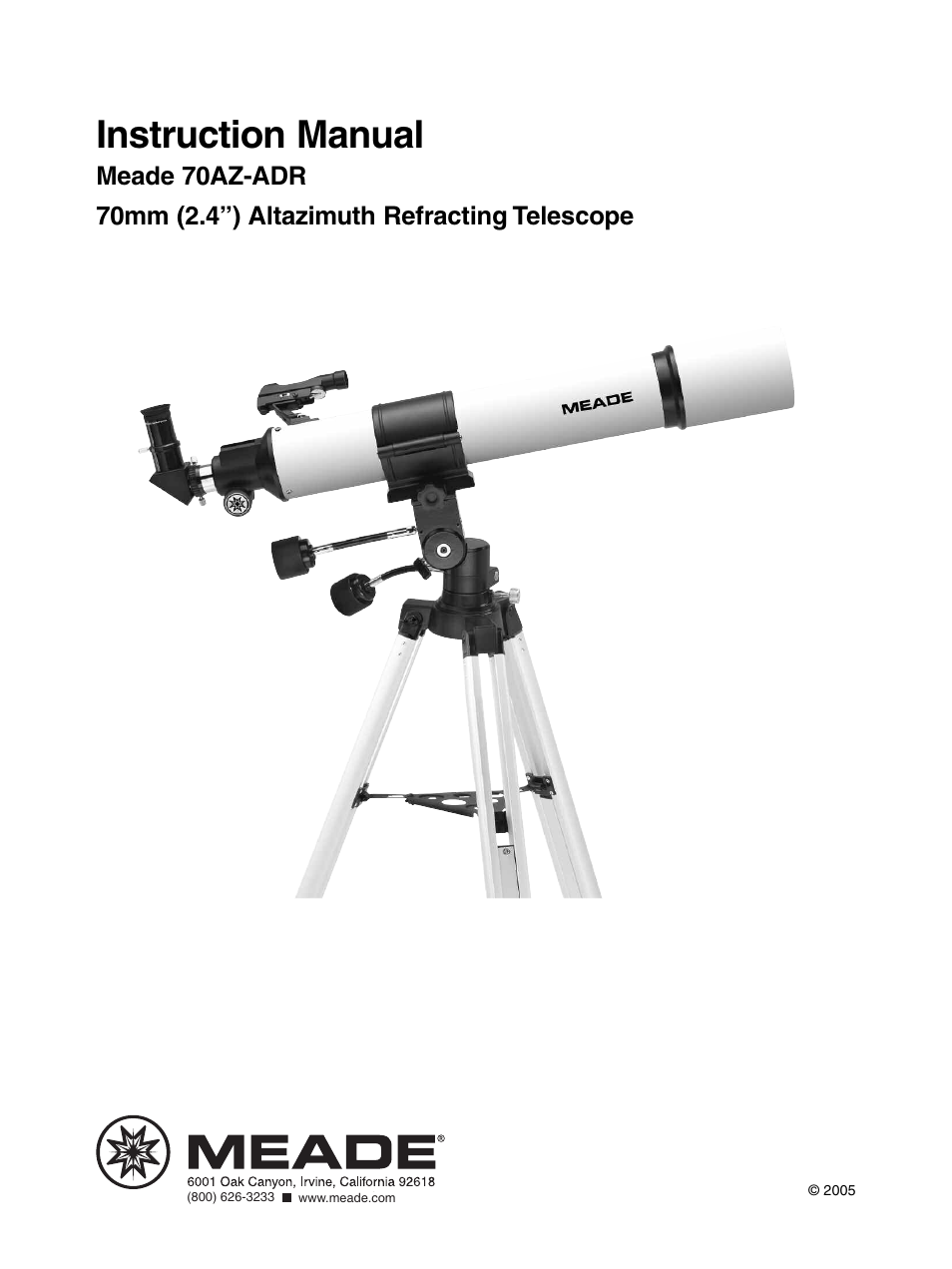 Meade Instruments 70AZ-ADR User Manual | 12 pages