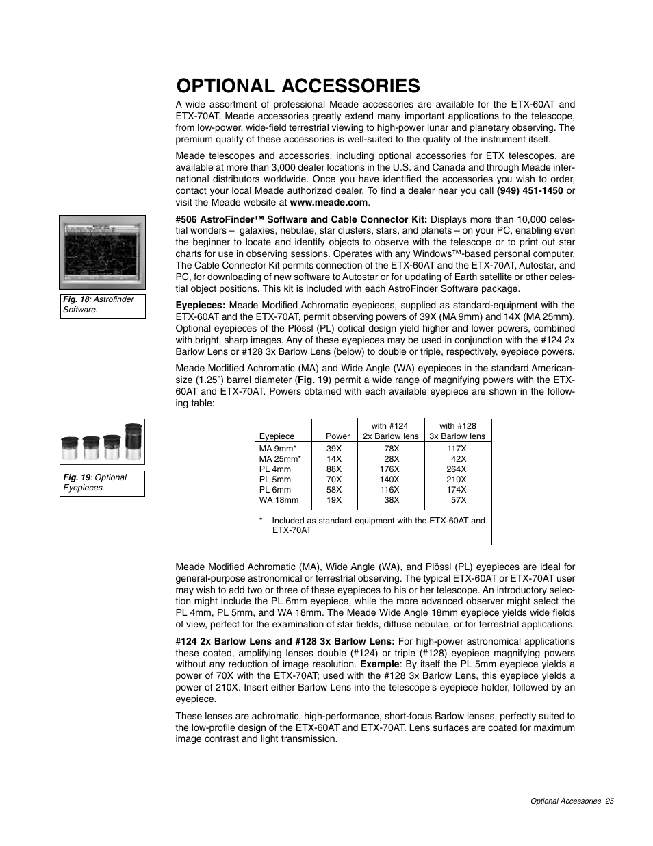 Optional accessories | Meade Instruments ETX 60AT User Manual | Page 25 / 40
