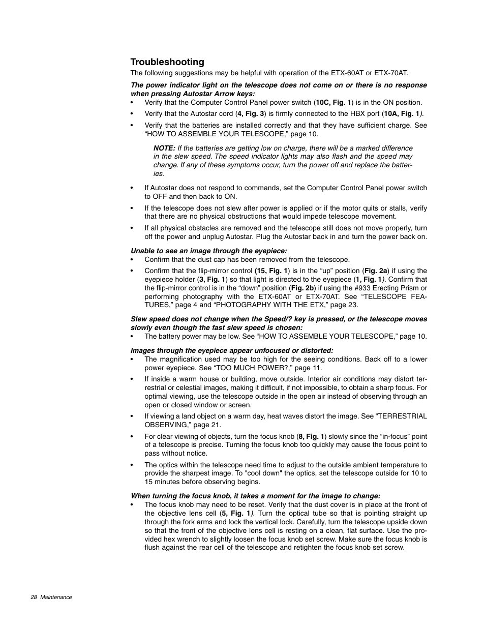 Troubleshooting | Meade Instruments ETX 60AT User Manual | Page 28 / 40