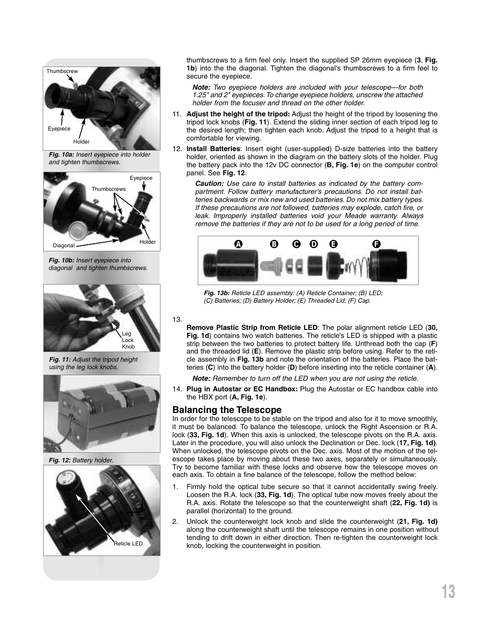 Balancing the telescope | Meade Instruments LXD 75-Series User Manual | Page 13 / 67