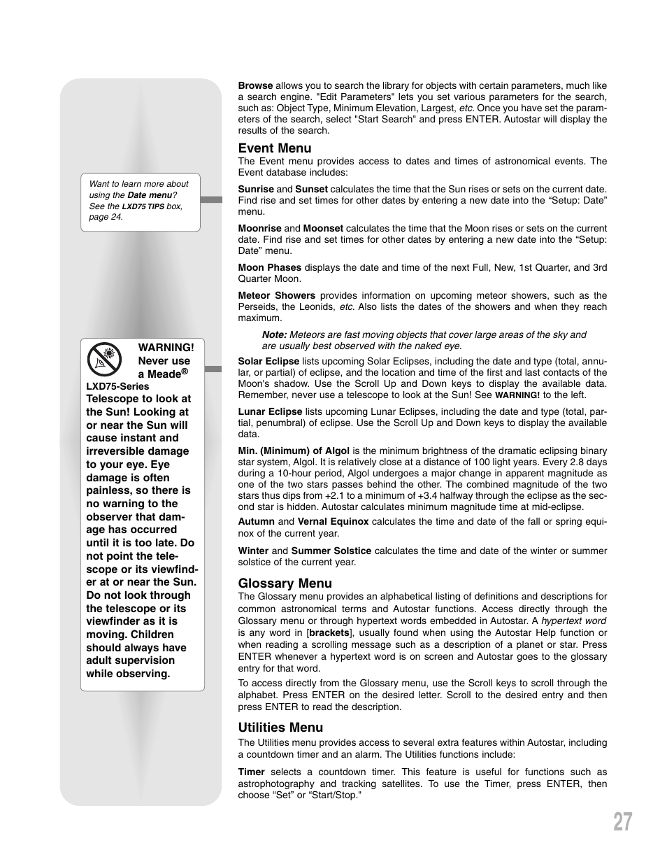 Meade Instruments LXD 75-Series User Manual | Page 27 / 67