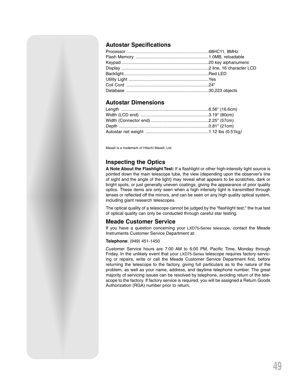 Meade Instruments LXD 75-Series User Manual | Page 49 / 67