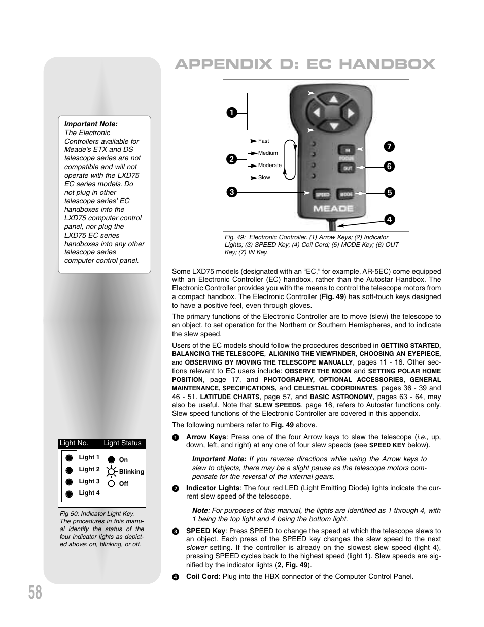 Appendix d: ec handbox | Meade Instruments LXD 75-Series User Manual | Page 58 / 67