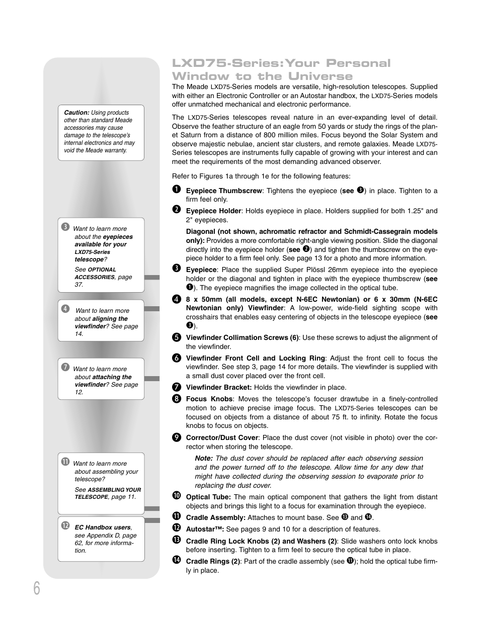 Lxd75-series:your personal window to the universe | Meade Instruments LXD 75-Series User Manual | Page 6 / 67