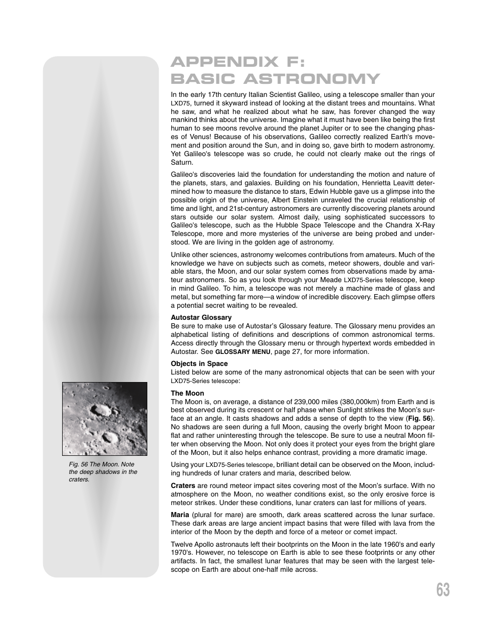 Appendix f: basic astronomy | Meade Instruments LXD 75-Series User Manual | Page 63 / 67