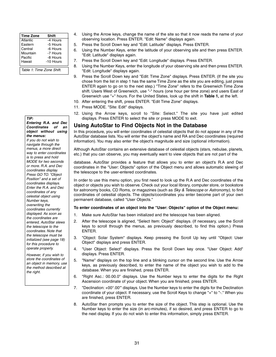 Using autostar to find objects not in the database | Meade Instruments LX90-LNT User Manual | Page 31 / 60