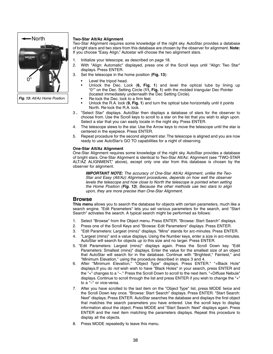 Browse, North 0 | Meade Instruments LX90-LNT User Manual | Page 38 / 60