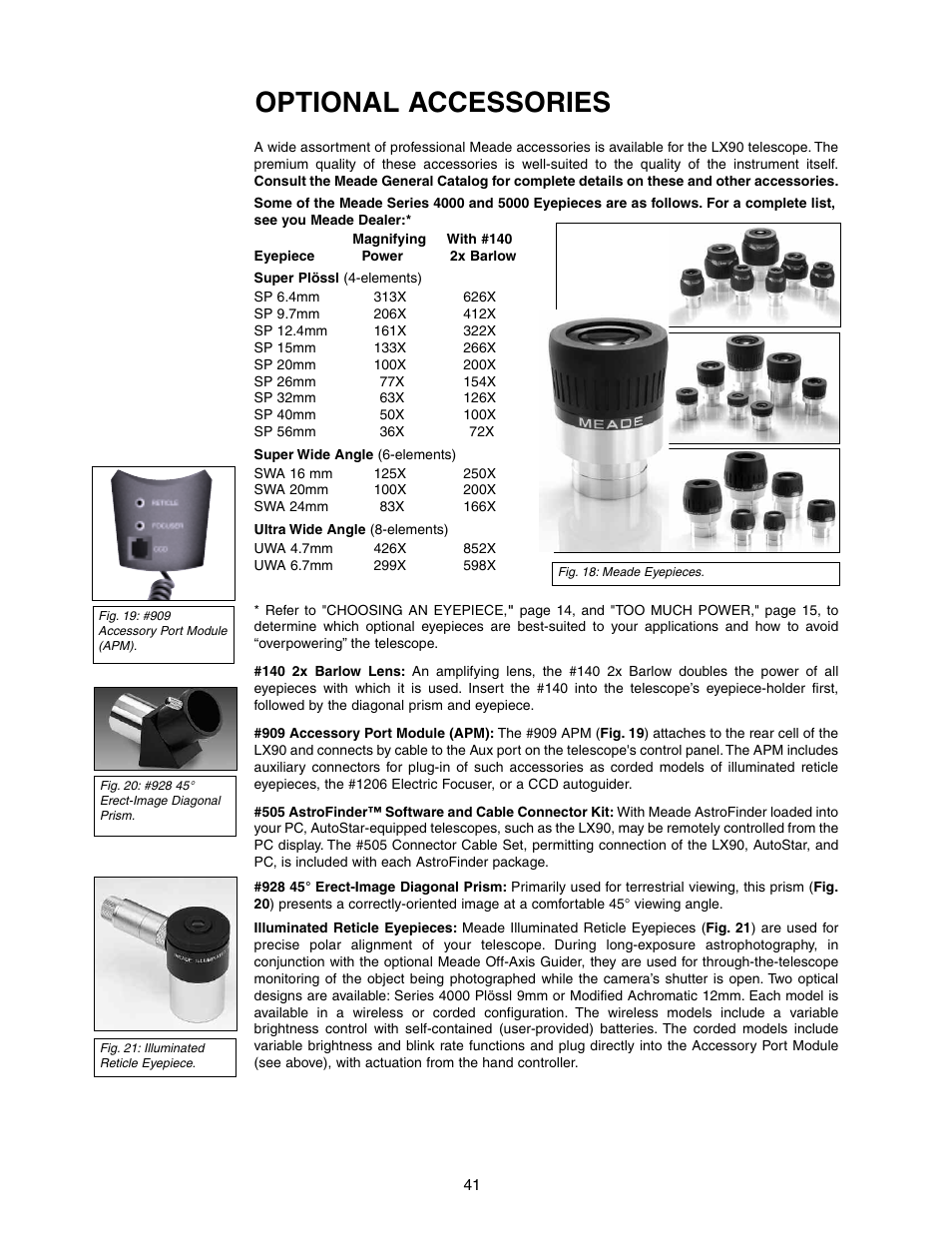 Optional accessories | Meade Instruments LX90-LNT User Manual | Page 41 / 60