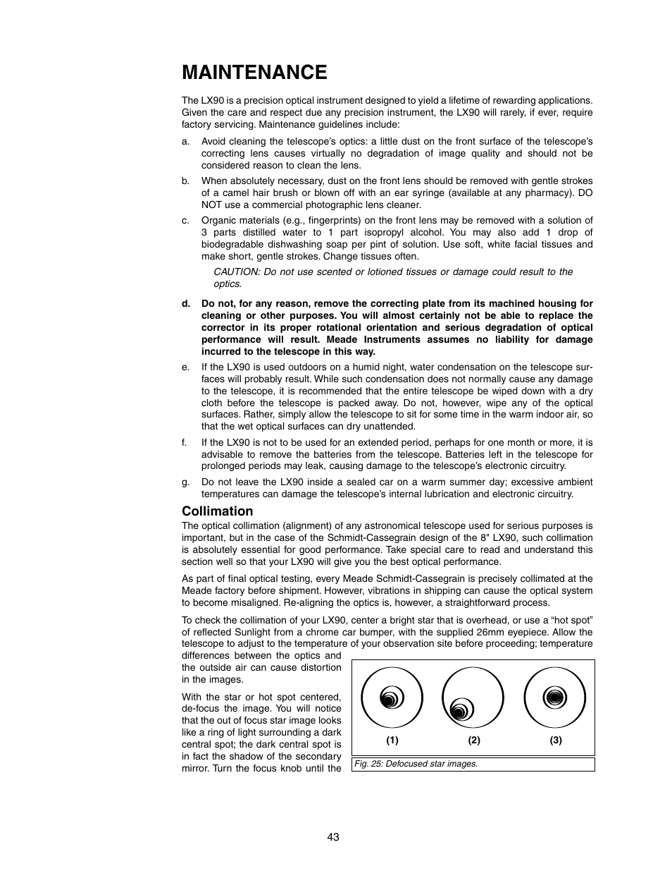 Maintenance | Meade Instruments LX90-LNT User Manual | Page 43 / 60