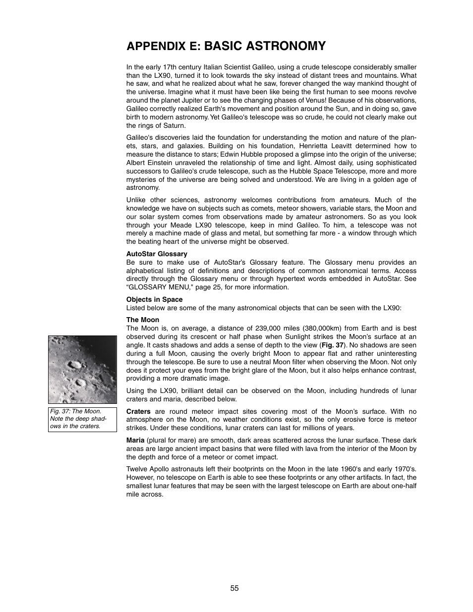 Basic astronomy, Appendix e | Meade Instruments LX90-LNT User Manual | Page 55 / 60