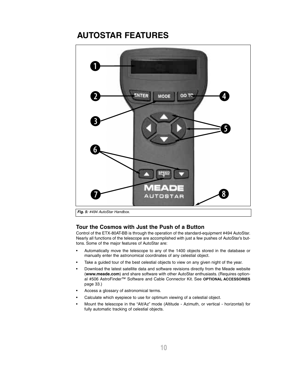 Autostar features | Meade Instruments ETX-80AT-BB User Manual | Page 10 / 44