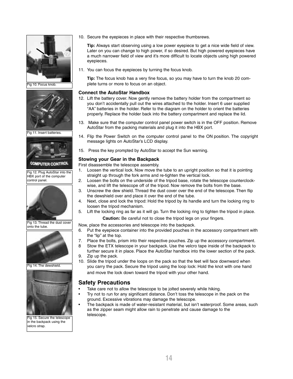 Safety precautions | Meade Instruments ETX-80AT-BB User Manual | Page 14 / 44