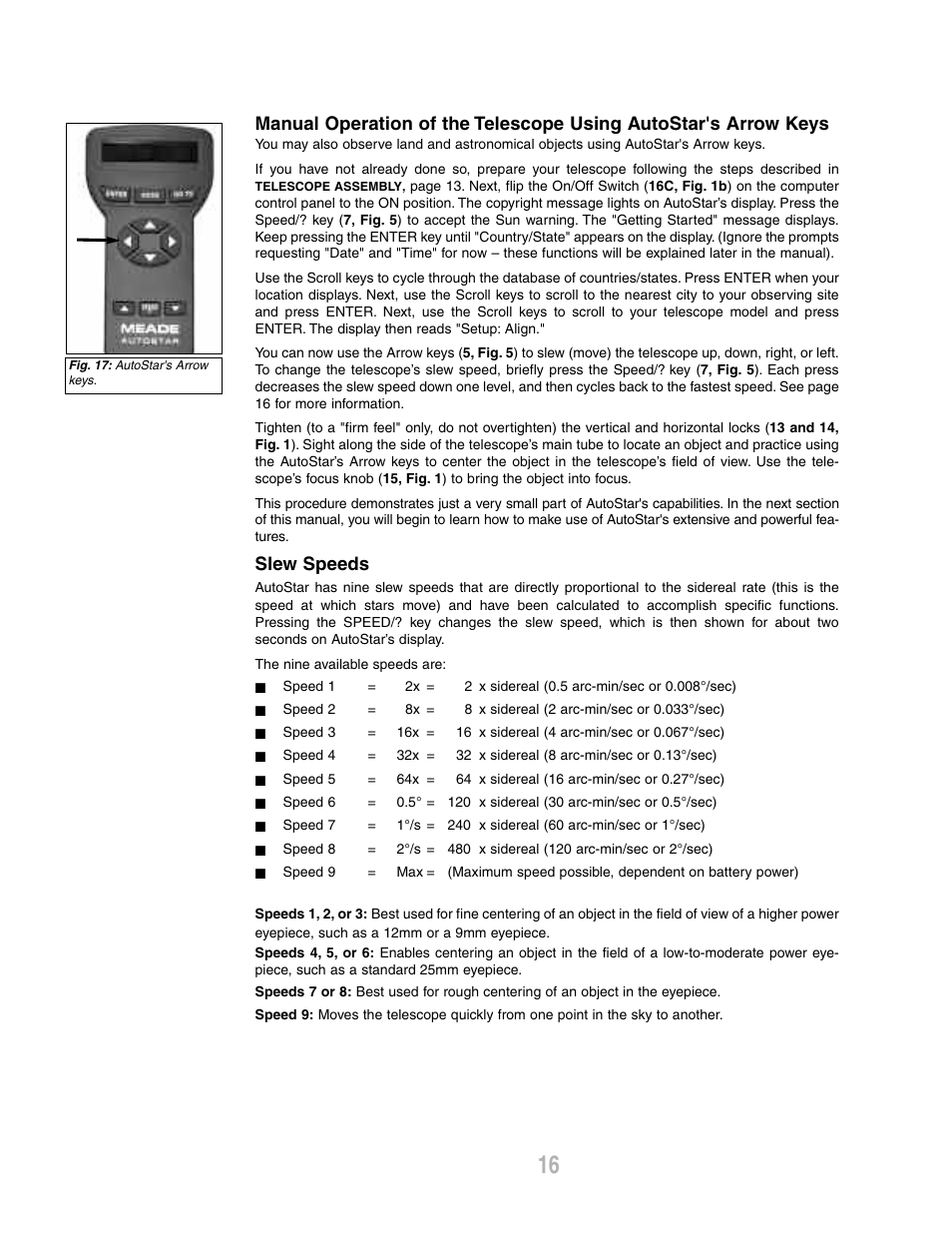 Slew speeds | Meade Instruments ETX-80AT-BB User Manual | Page 16 / 44