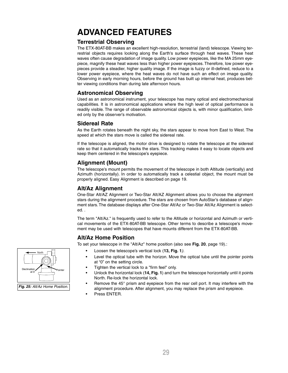 Advanced features | Meade Instruments ETX-80AT-BB User Manual | Page 29 / 44