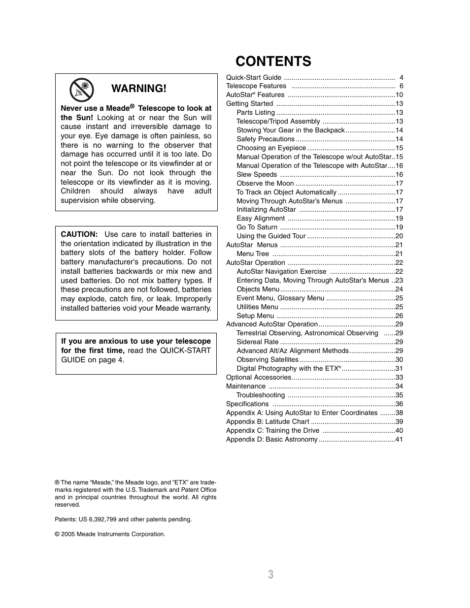 Meade Instruments ETX-80AT-BB User Manual | Page 3 / 44