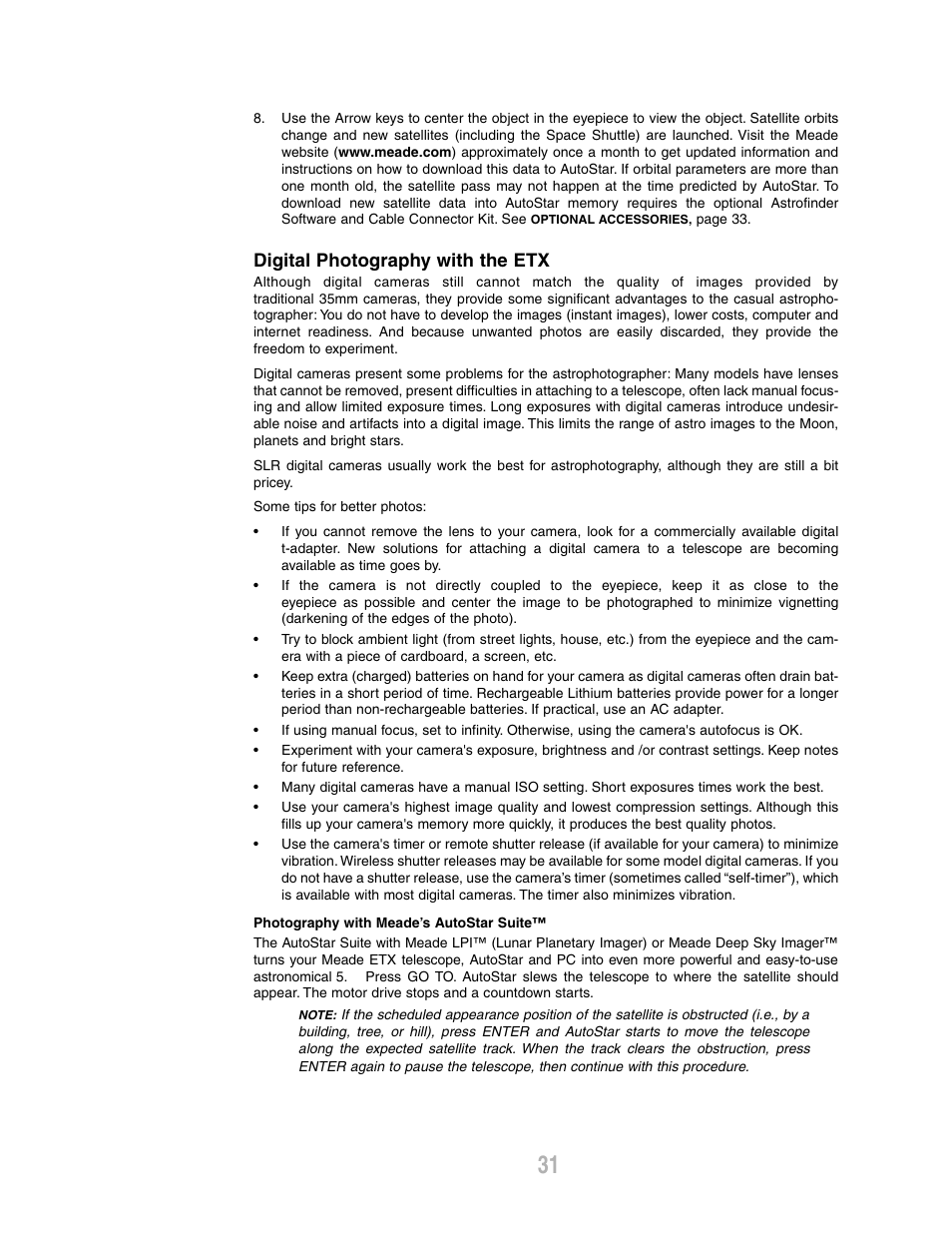Digital photography with the etx | Meade Instruments ETX-80AT-BB User Manual | Page 31 / 44