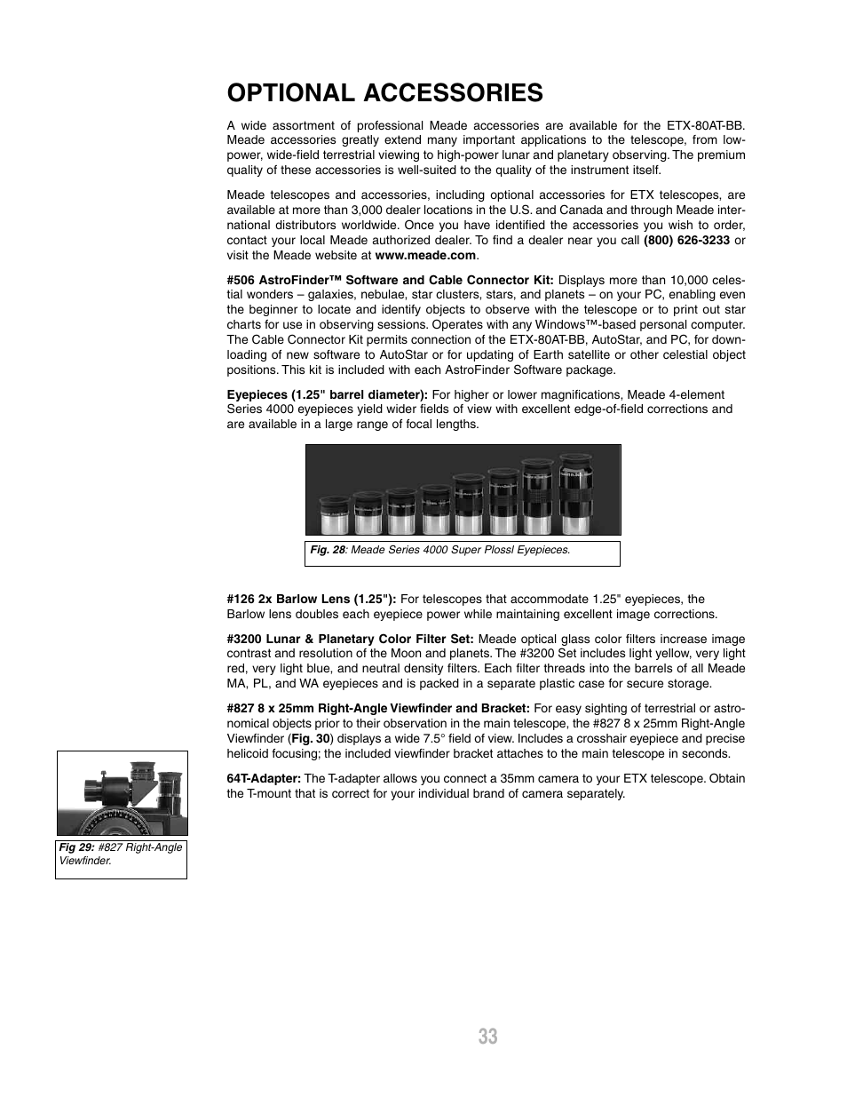 Optional accessories | Meade Instruments ETX-80AT-BB User Manual | Page 33 / 44
